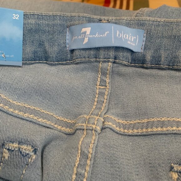 7 For All Man Kind Blair Kimmie Straight 32x34 Light Wash Blue Cottagecore - Picture 12 of 14